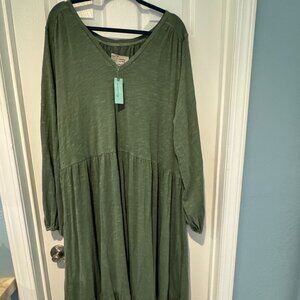 NWT ANTHROPOLOGIE PLUS SIZE 2XL/3XL LONG SLEEVE MAXI V-NECK DRESS